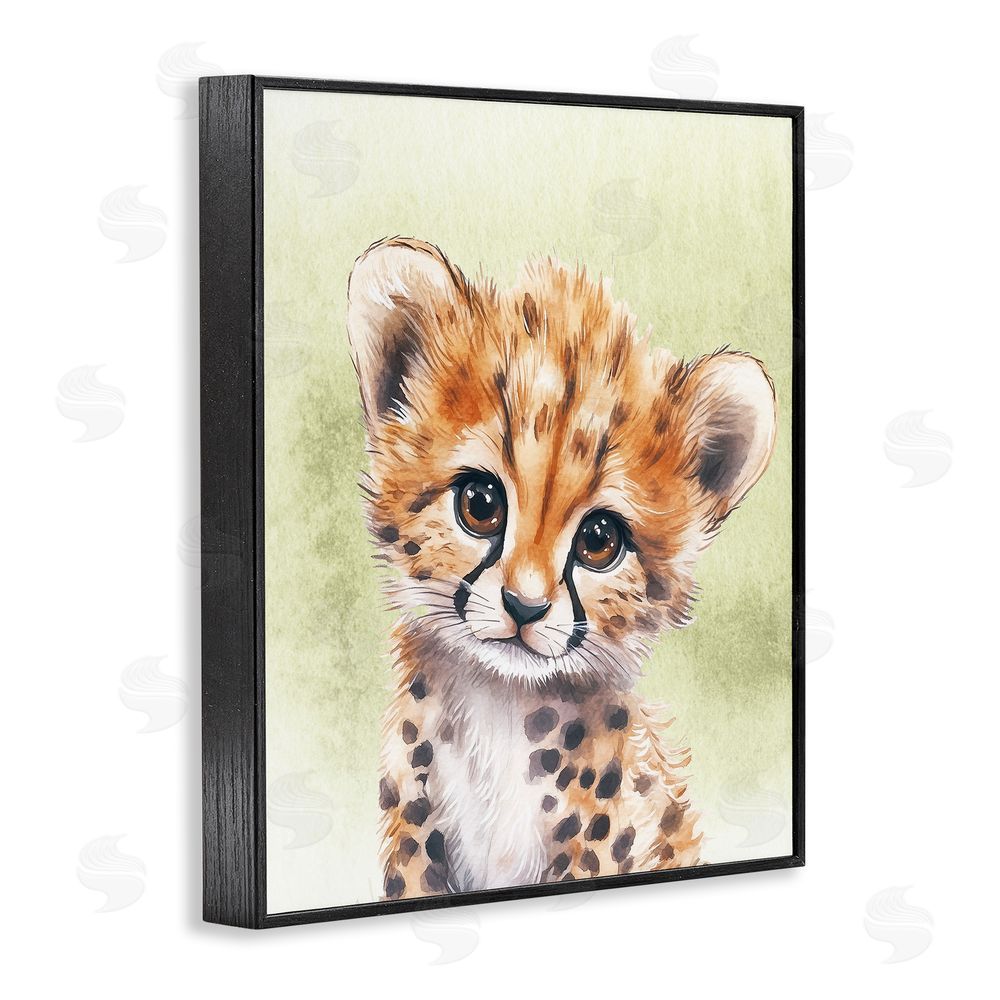 Christine Simpson Art Jungle Friends Baby Cheetah Black Framed Giclee Wall Art Print