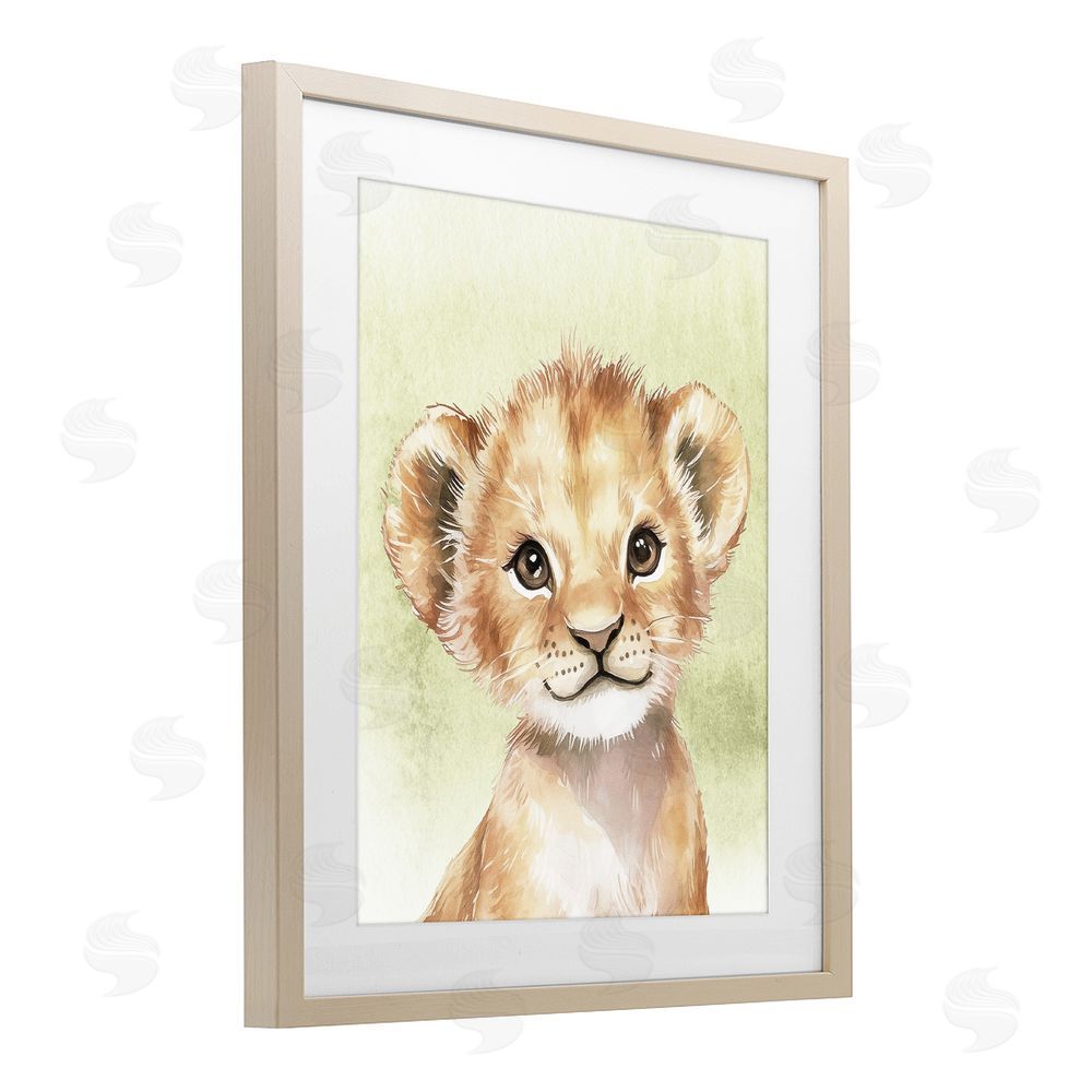 Christine Simpson Art Jungle Friends Baby Lion Brown Framed Print Under Glass Wall Art