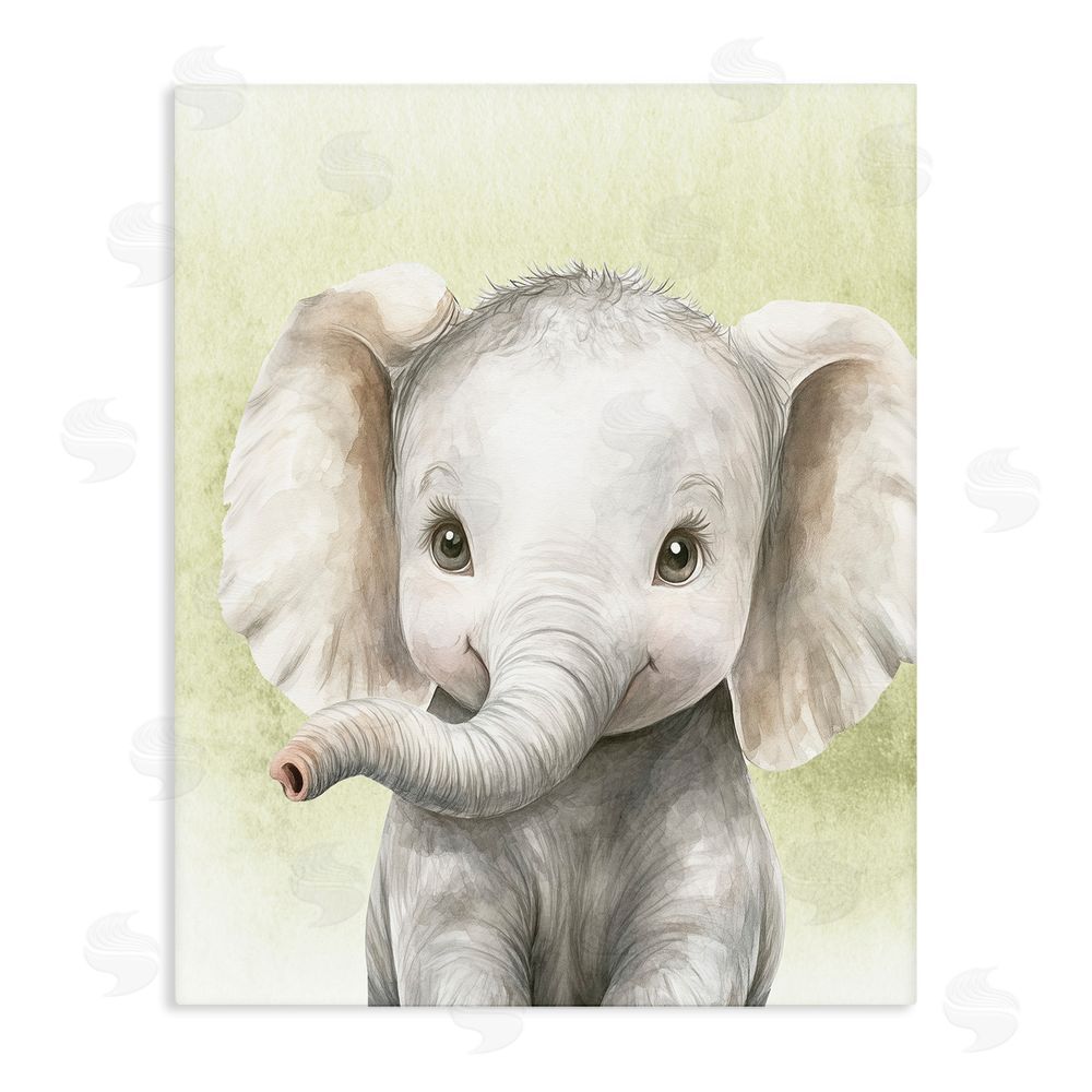 Christine Simpson Art Jungle Friends Baby Elephant Stretched Canvas Wall Art Print
