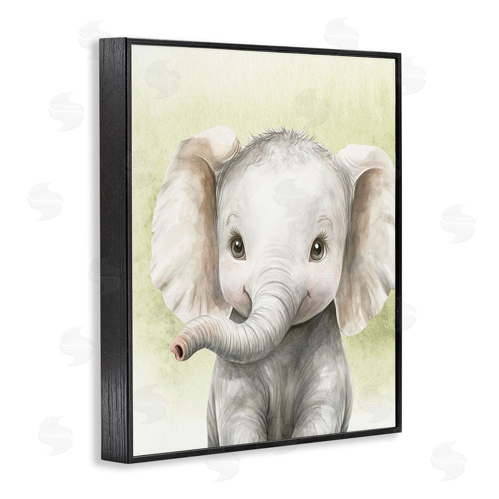 Christine Simpson Art Jungle Friends Baby Elephant Black Framed Giclee Wall Art Print