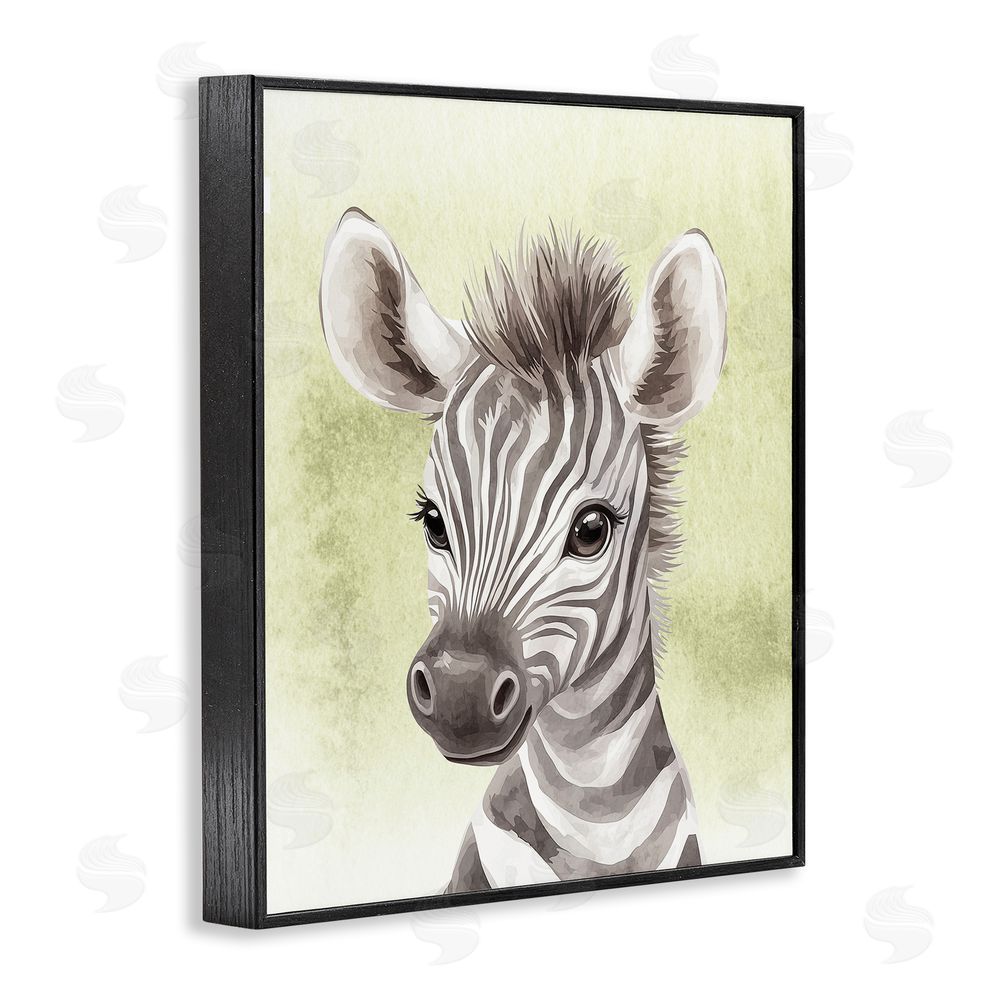 Christine Simpson Art Jungle Friends Baby Zebra Black Framed Giclee Wall Art Print