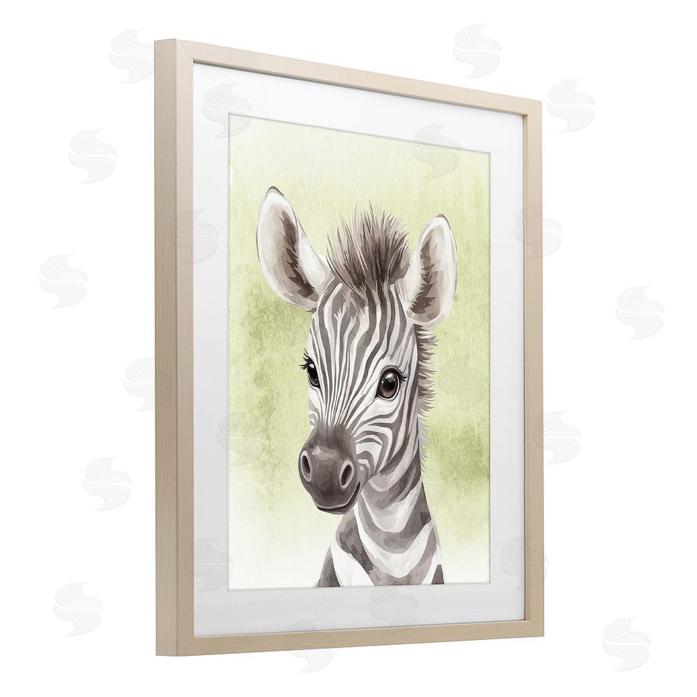 Christine Simpson Art Jungle Friends Baby Zebra Brown Framed Print Under Glass Wall Art