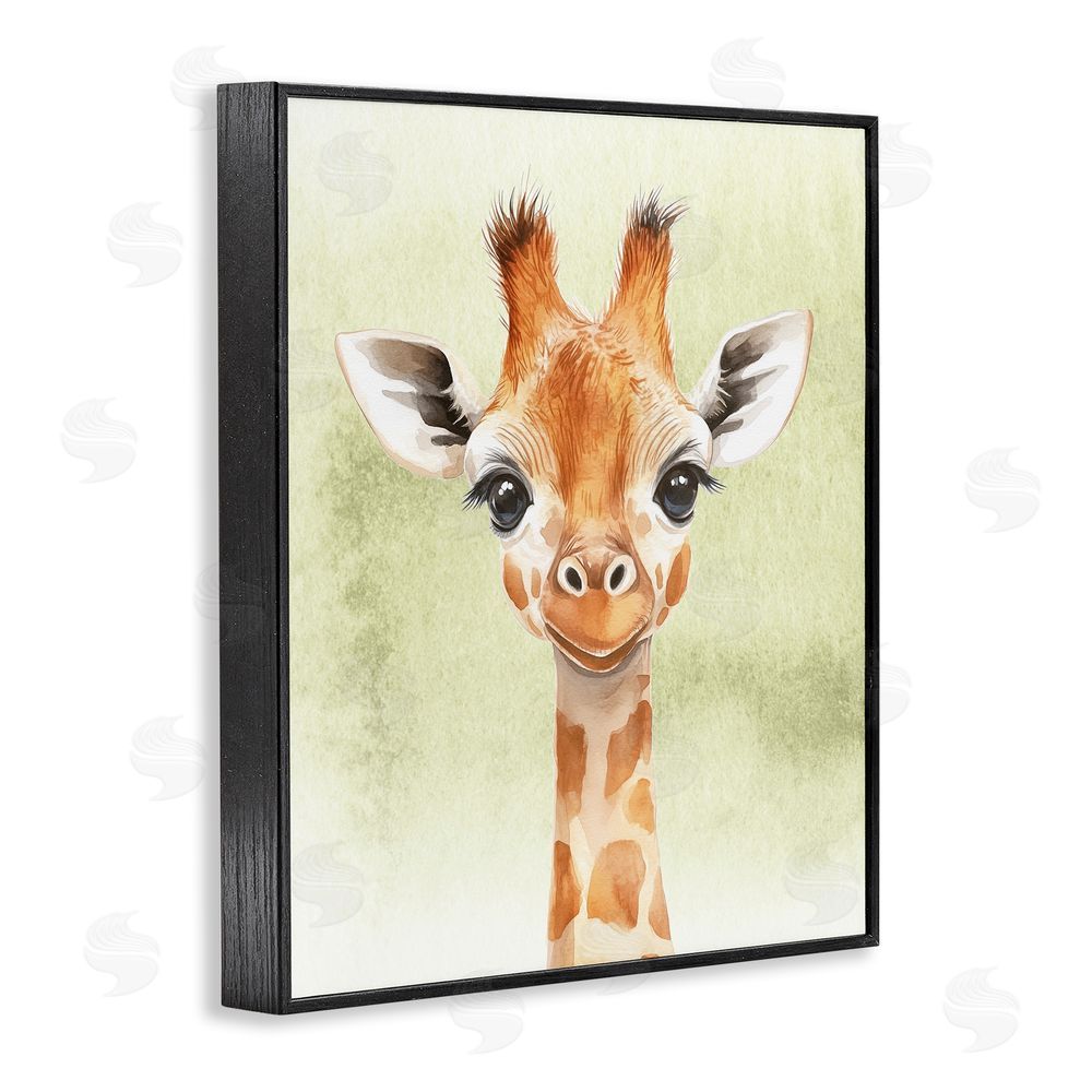 Christine Simpson Art Jungle Friends Baby Giraffe Black Framed Giclee Wall Art Print
