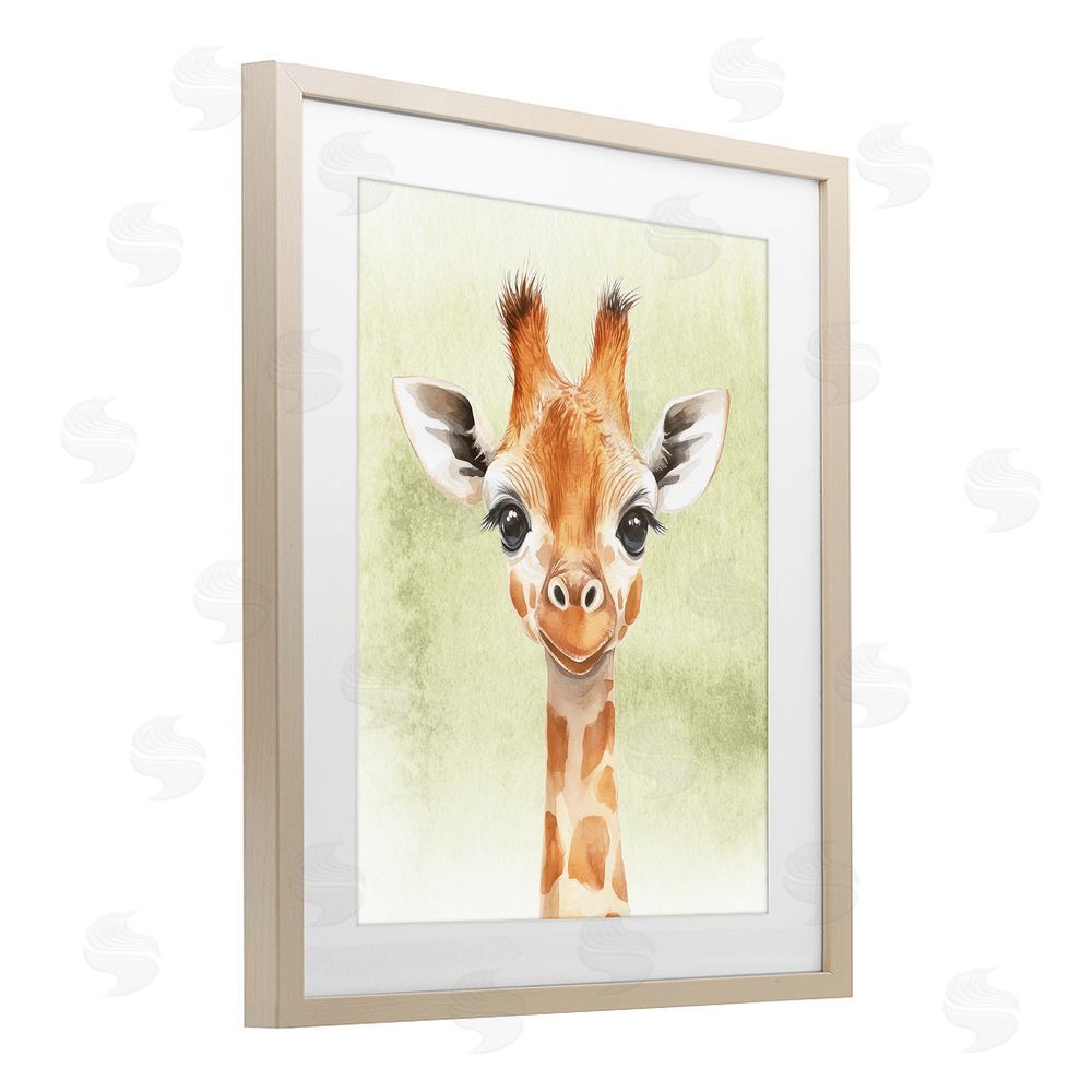 Christine Simpson Art Jungle Friends Baby Giraffe Brown Framed Print Under Glass Wall Art