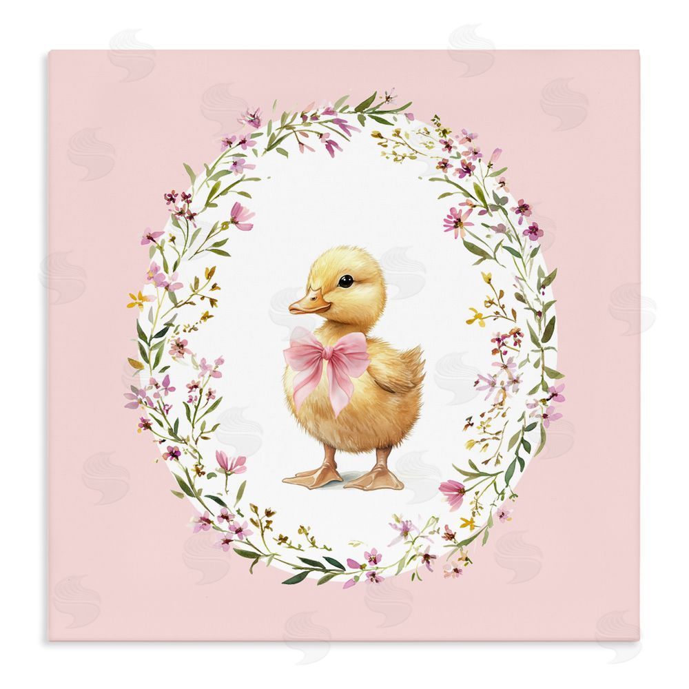 Christine Simpson Art Blush Pink Duckling Stretched Canvas Wall Art Print