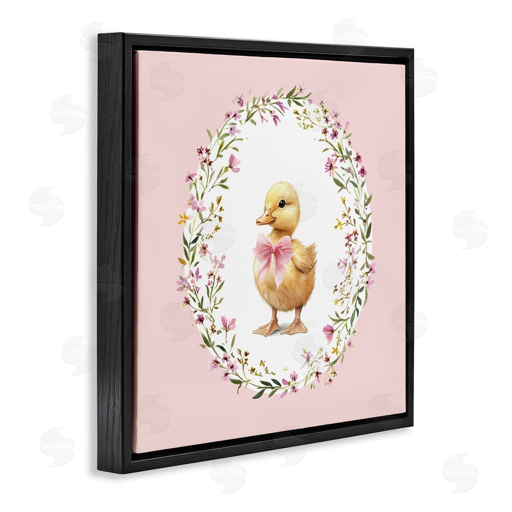 Christine Simpson Art Blush Pink Duckling Black Floating Frame Canvas Wall Art Print