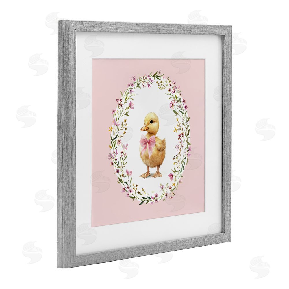 Christine Simpson Art Blush Pink Duckling Gray Framed Print Under Glass Wall Art