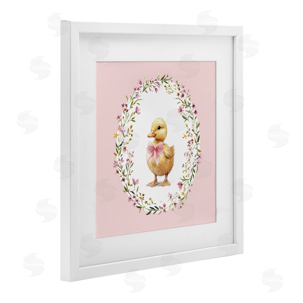 Christine Simpson Art Blush Pink Duckling White Framed Print Under Glass Wall Art
