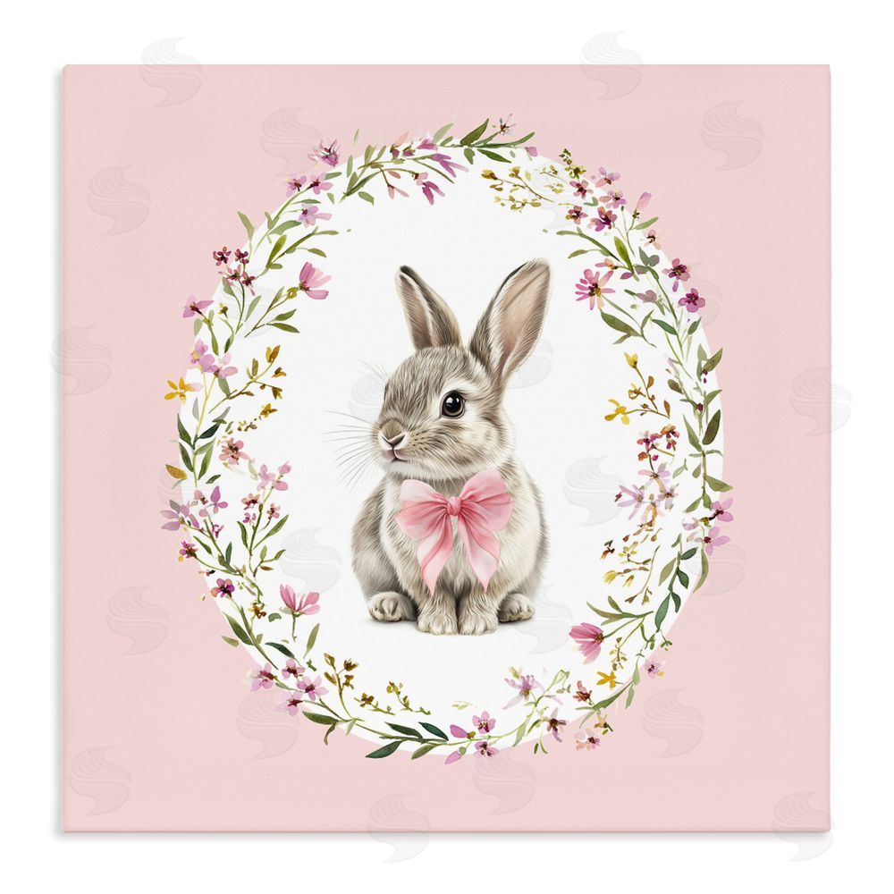 Christine Simpson Art Blush Pink Bunny Stretched Canvas Wall Art Print