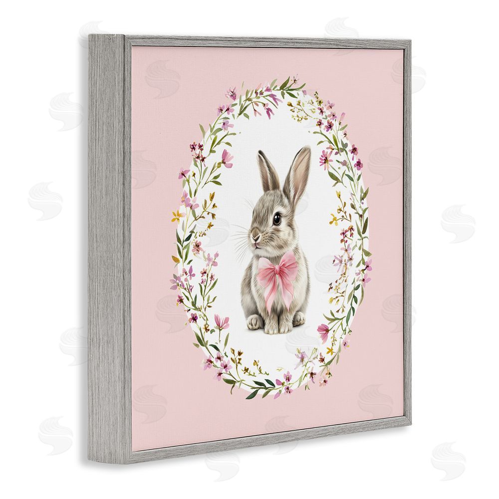 Christine Simpson Art Blush Pink Bunny Gray Framed Giclee Wall Art Print