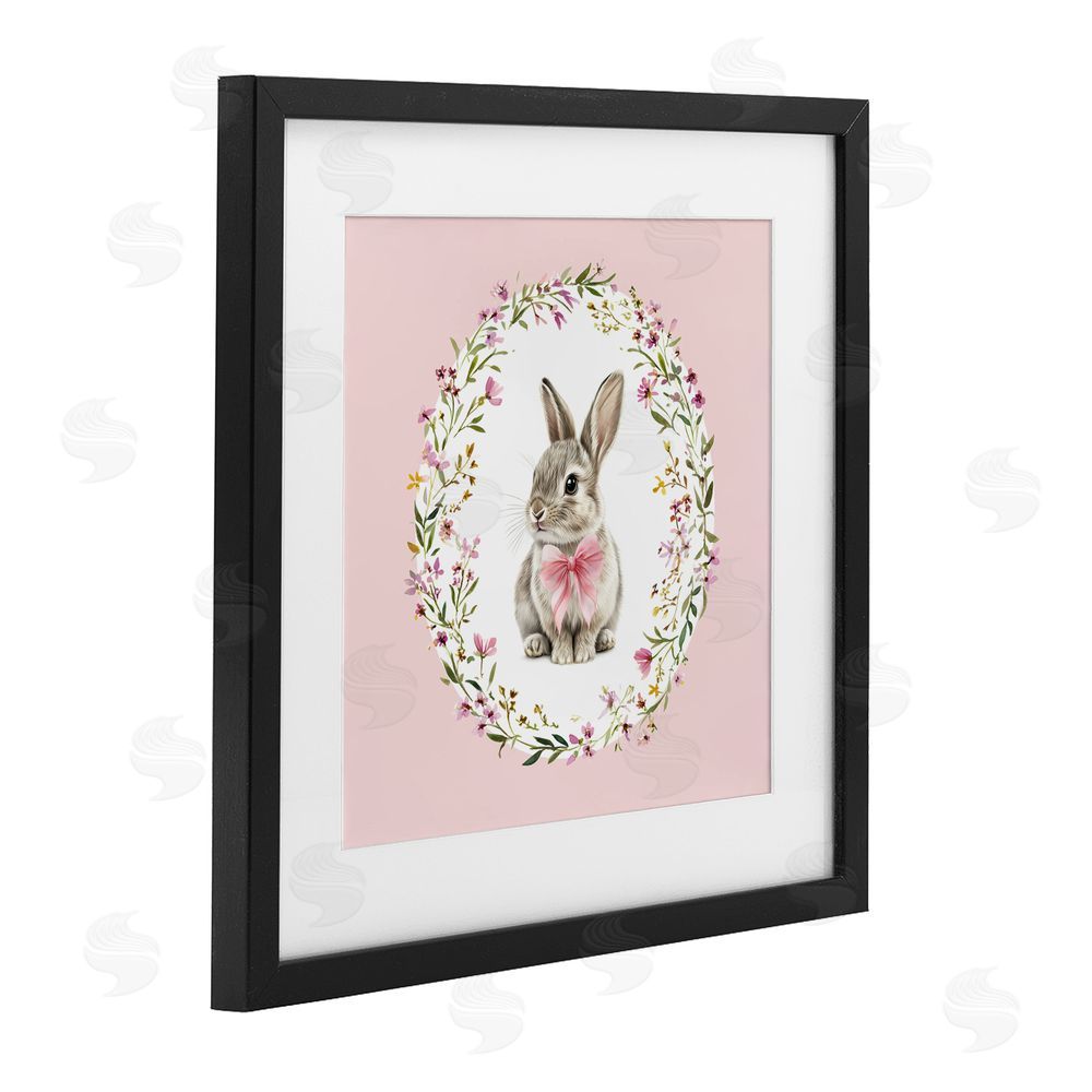 Christine Simpson Art Blush Pink Bunny Black Framed Print Under Glass Wall Art