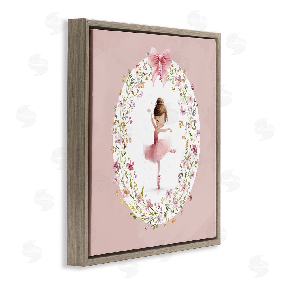 Christine Simpson Art Ballet Dancing Princess Brown Floating Frame Canvas Wall Art Print