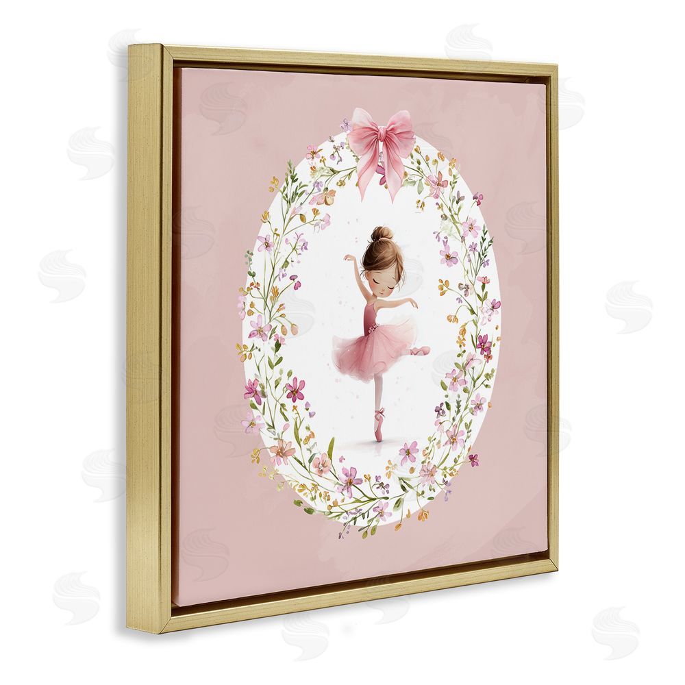 Christine Simpson Art Ballet Dancing Princess Gold Floating Frame Canvas Wall Art Print