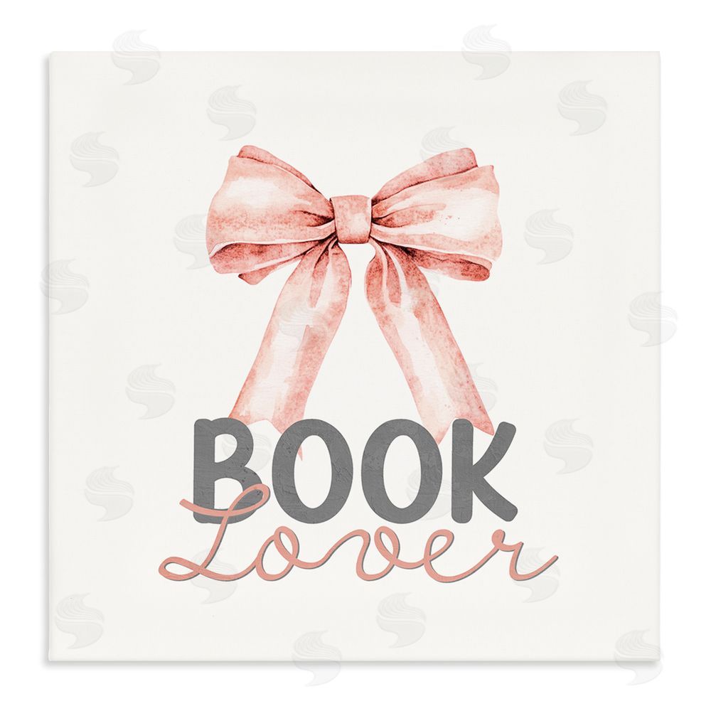 Kim Allen Book Lover Pink Bow Stretched Canvas Wall Art Print
