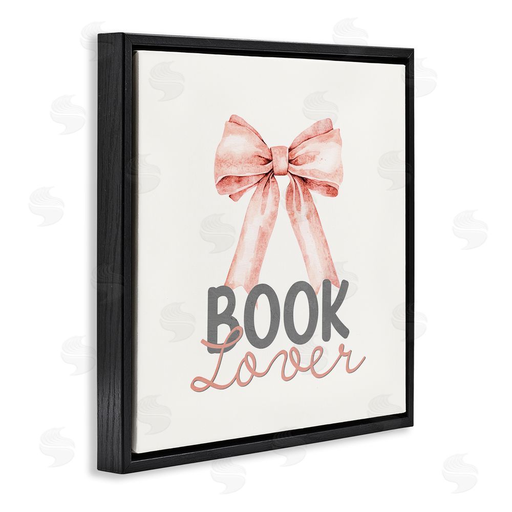 Kim Allen Book Lover Pink Bow Black Floating Frame Canvas Wall Art Print