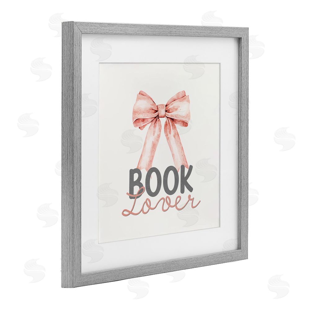 Kim Allen Book Lover Pink Bow Gray Framed Print Under Glass Wall Art