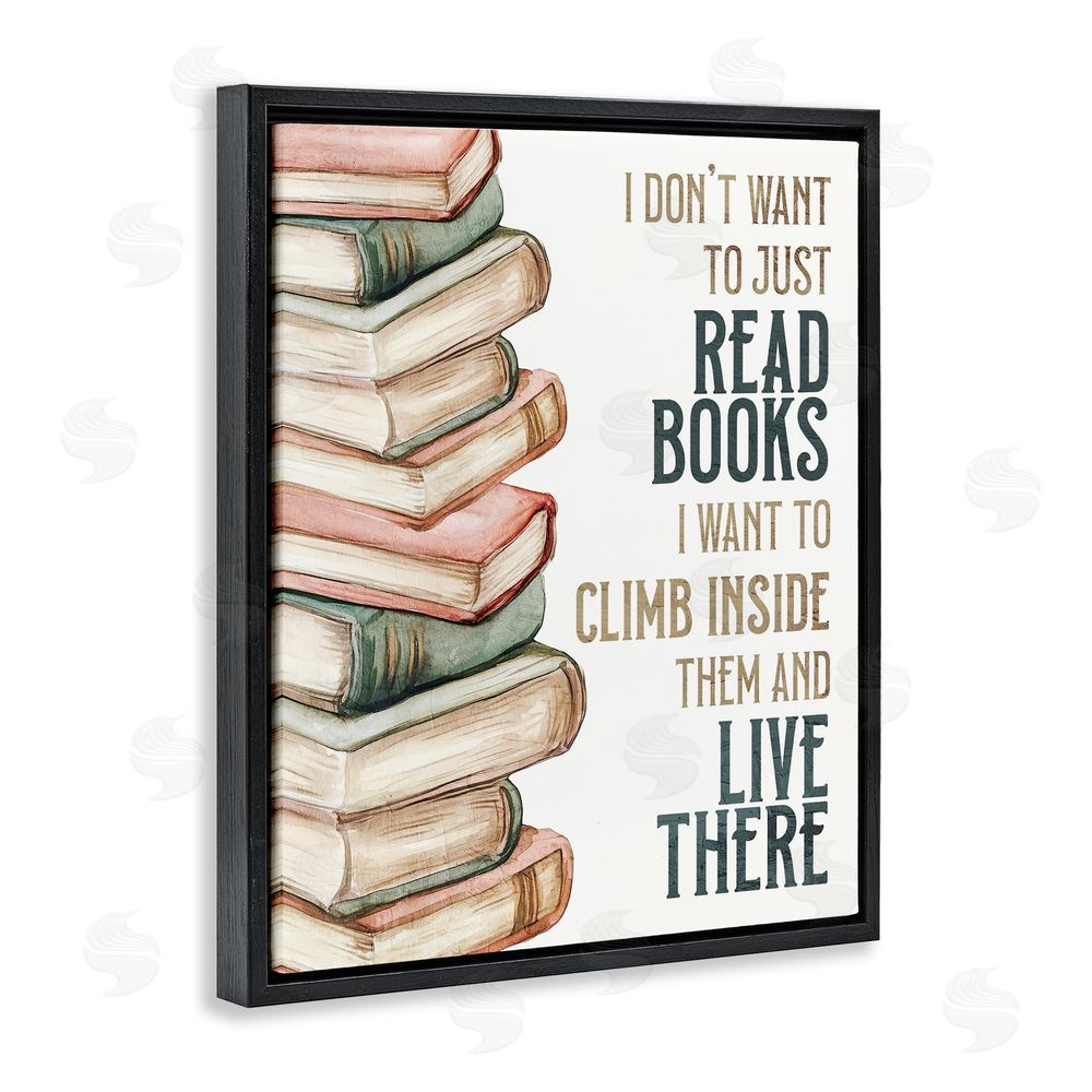 Kim Allen Climb Inside Books & Live There Black Floating Frame Canvas Wall Art Print