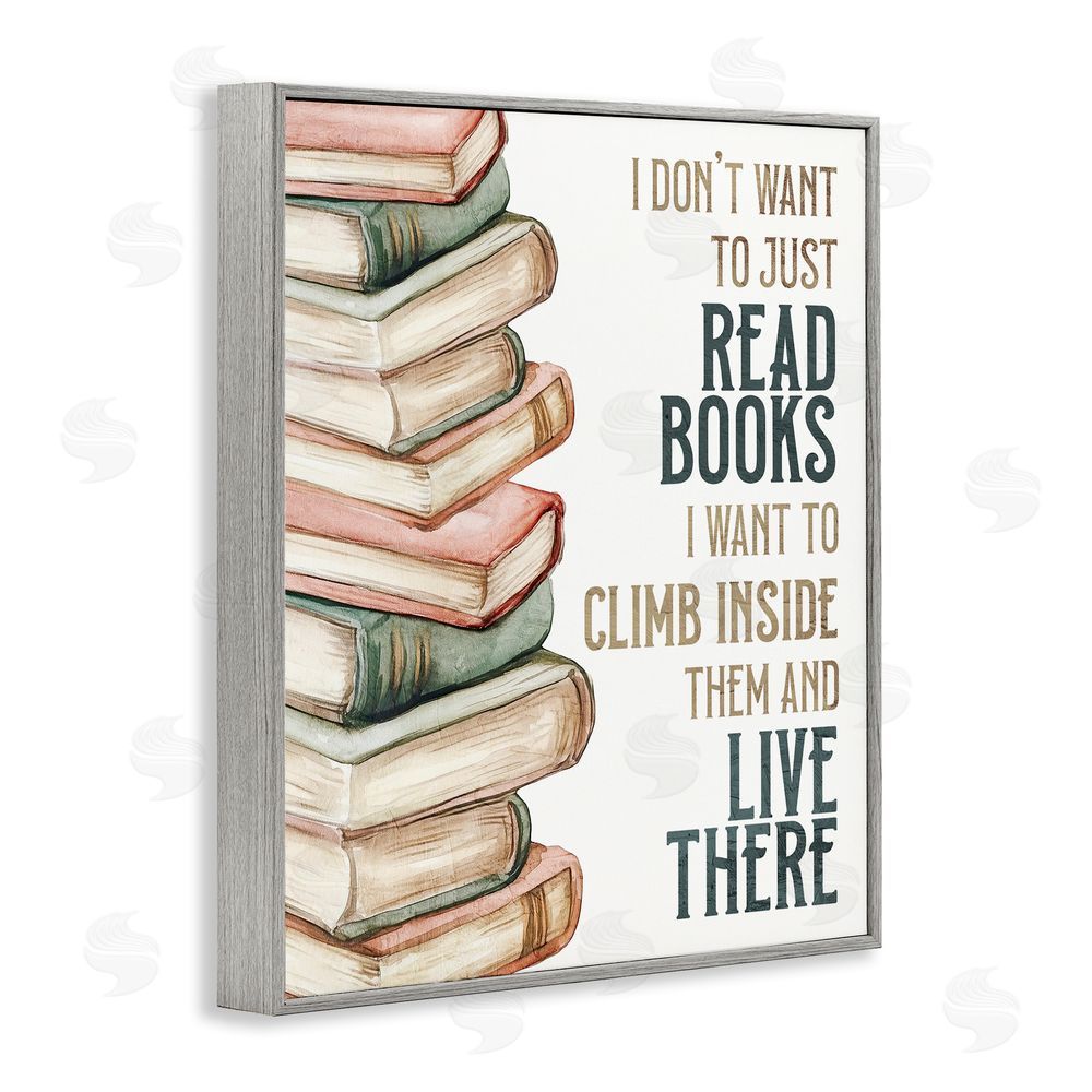 Kim Allen Climb Inside Books & Live There Gray Framed Giclee Wall Art Print