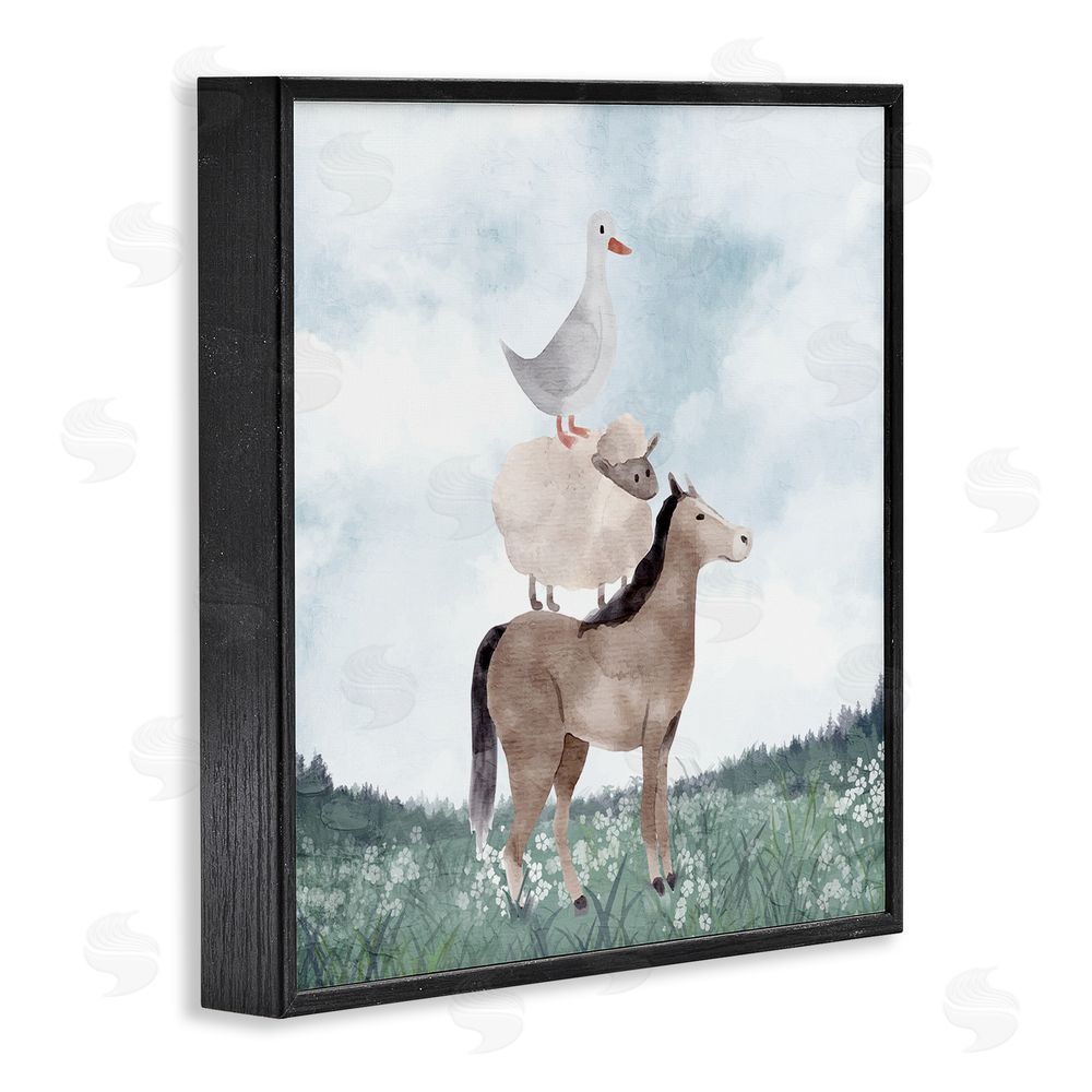 Kim Allen Muted Blue Sky Farm Black Framed Giclee Wall Art Print
