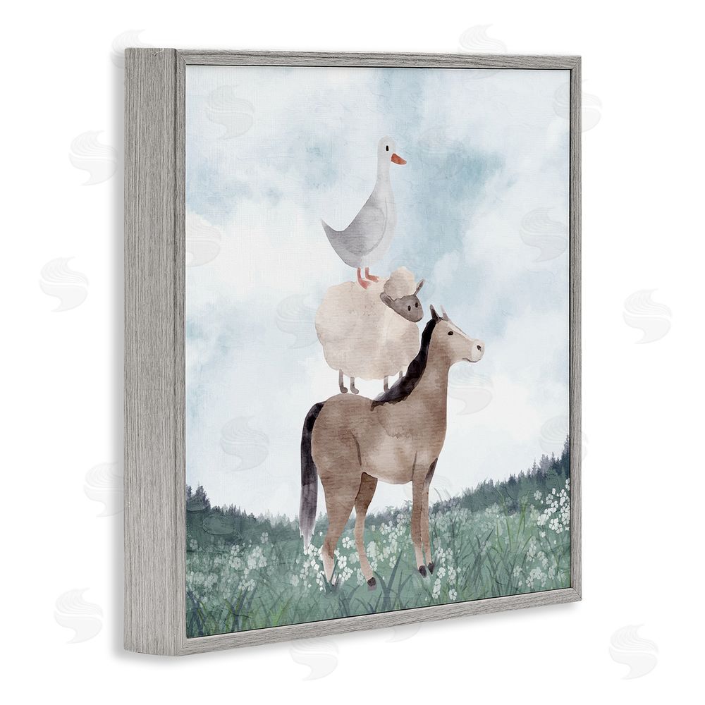 Kim Allen Muted Blue Sky Farm Gray Framed Giclee Wall Art Print