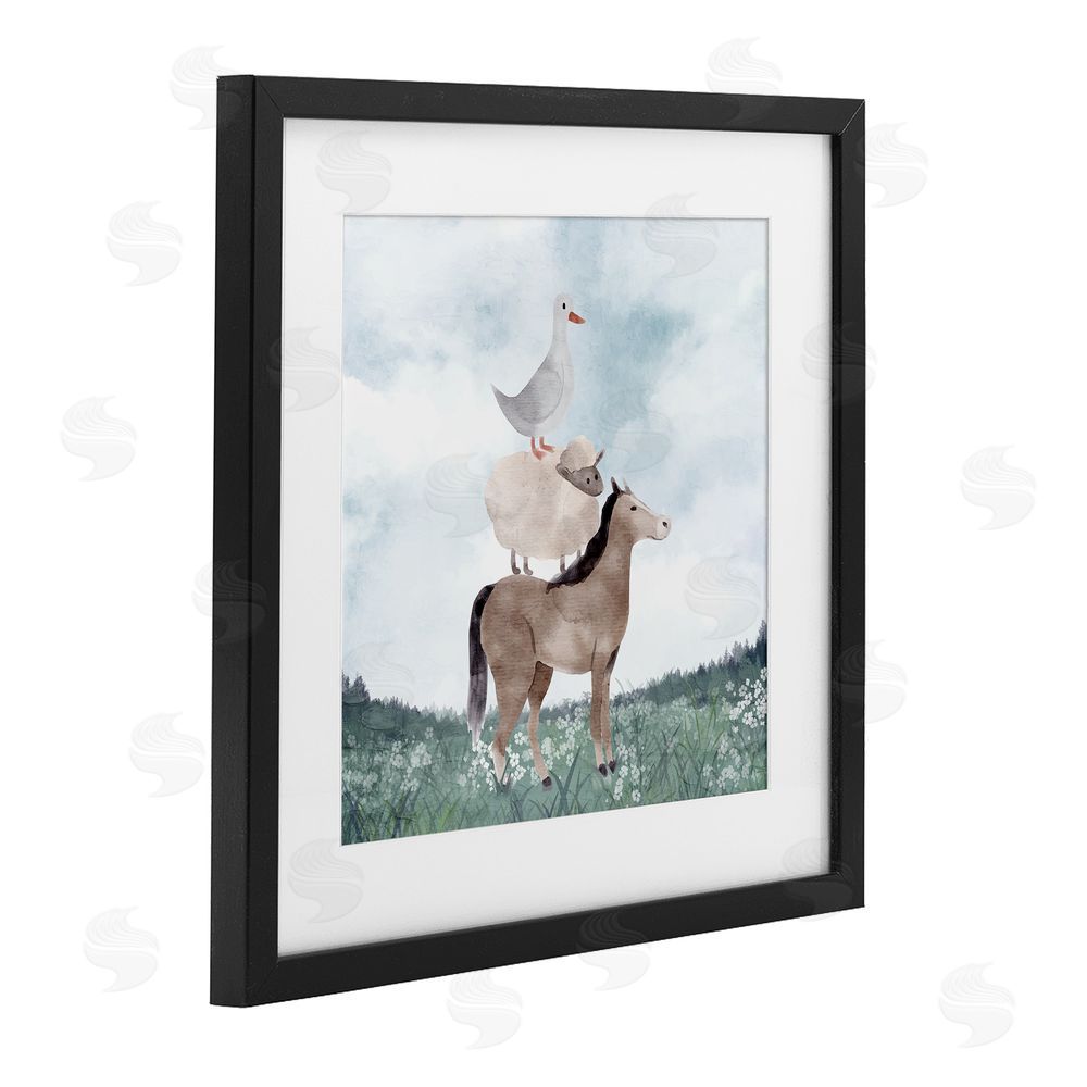 Kim Allen Muted Blue Sky Farm Black Framed Print Under Glass Wall Art