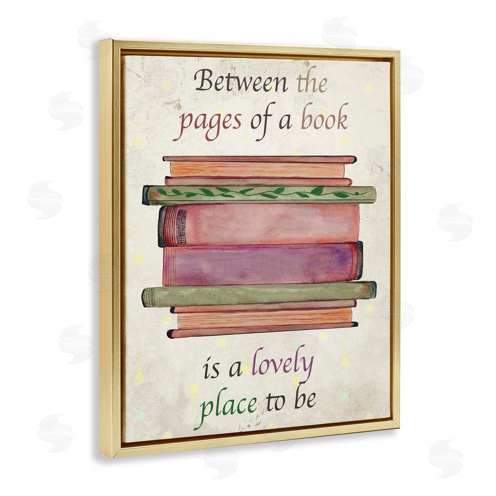 Julia Frost Between Pages Of A Book Gold Floating Frame Canvas Wall Art Print
