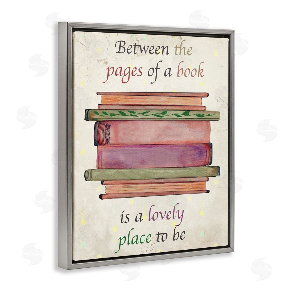 Julia Frost Between Pages Of A Book Gray Floating Frame Canvas Wall Art Print