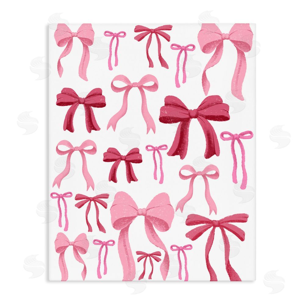 Marcus Prime Bows All Over Pink & Red Stretched Canvas Wall Art Print
