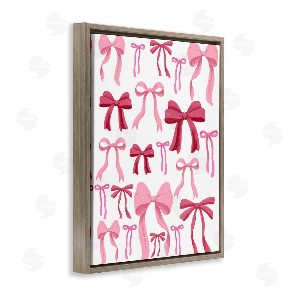 Marcus Prime Bows All Over Pink & Red Brown Floating Frame Canvas Wall Art Print