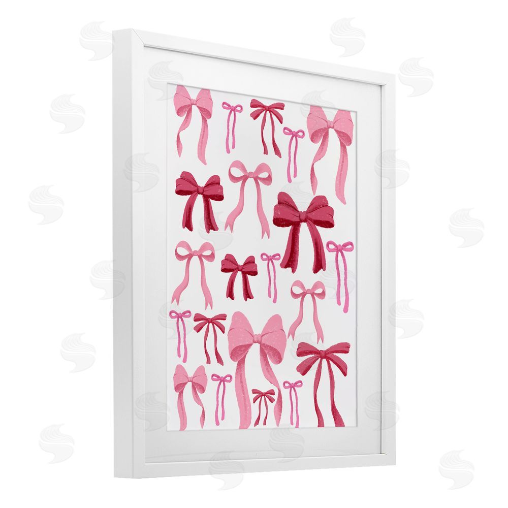 Marcus Prime Bows All Over Pink & Red White Framed Print Under Glass Wall Art