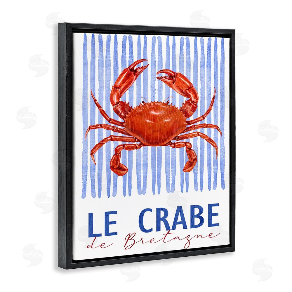 Kim Allen Le Crabe Nautical Stripes Black Floating Frame Canvas Wall Art Print