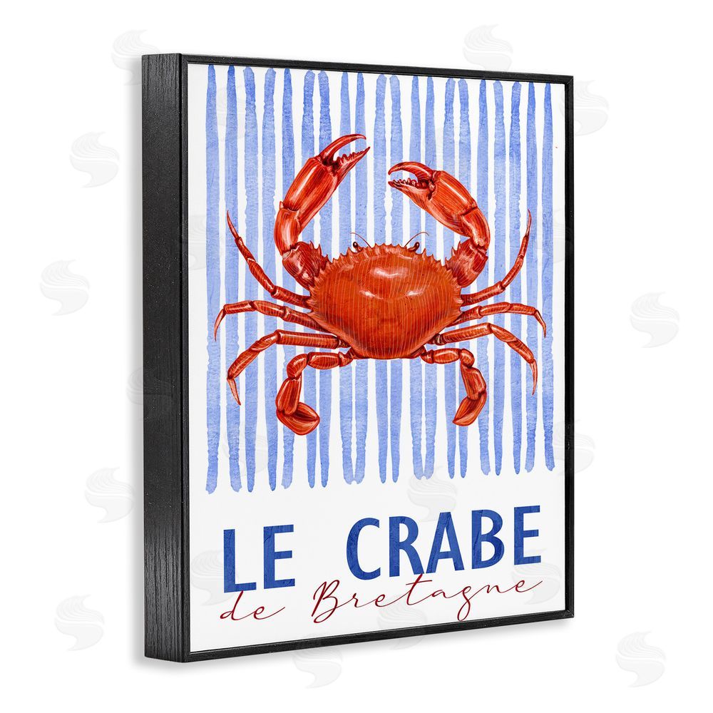 Kim Allen Le Crabe Nautical Stripes Black Framed Giclee Wall Art Print