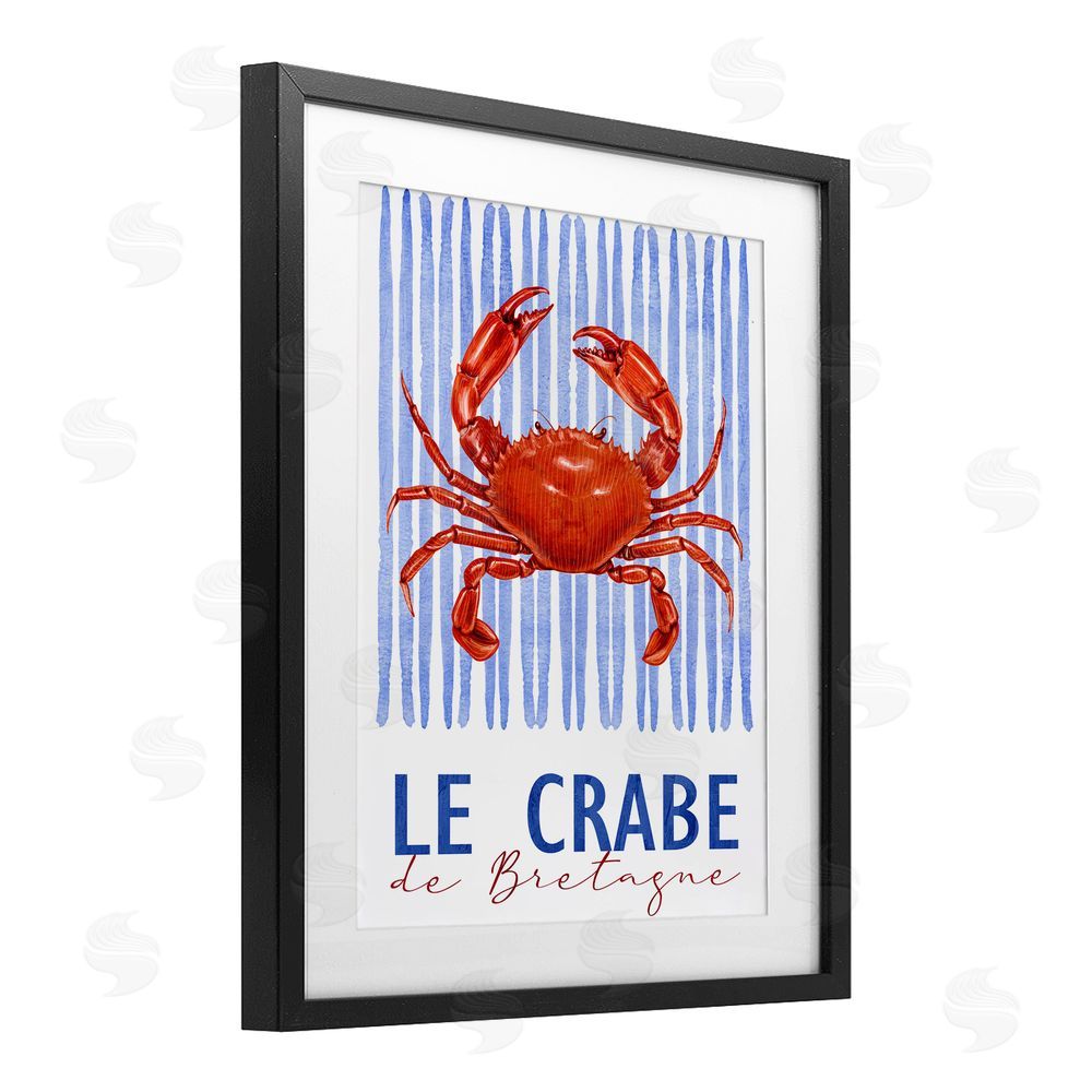 Kim Allen Le Crabe Nautical Stripes Black Framed Print Under Glass Wall Art