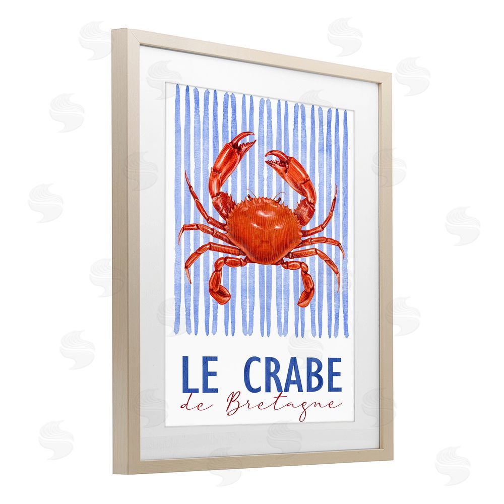 Kim Allen Le Crabe Nautical Stripes Brown Framed Print Under Glass Wall Art