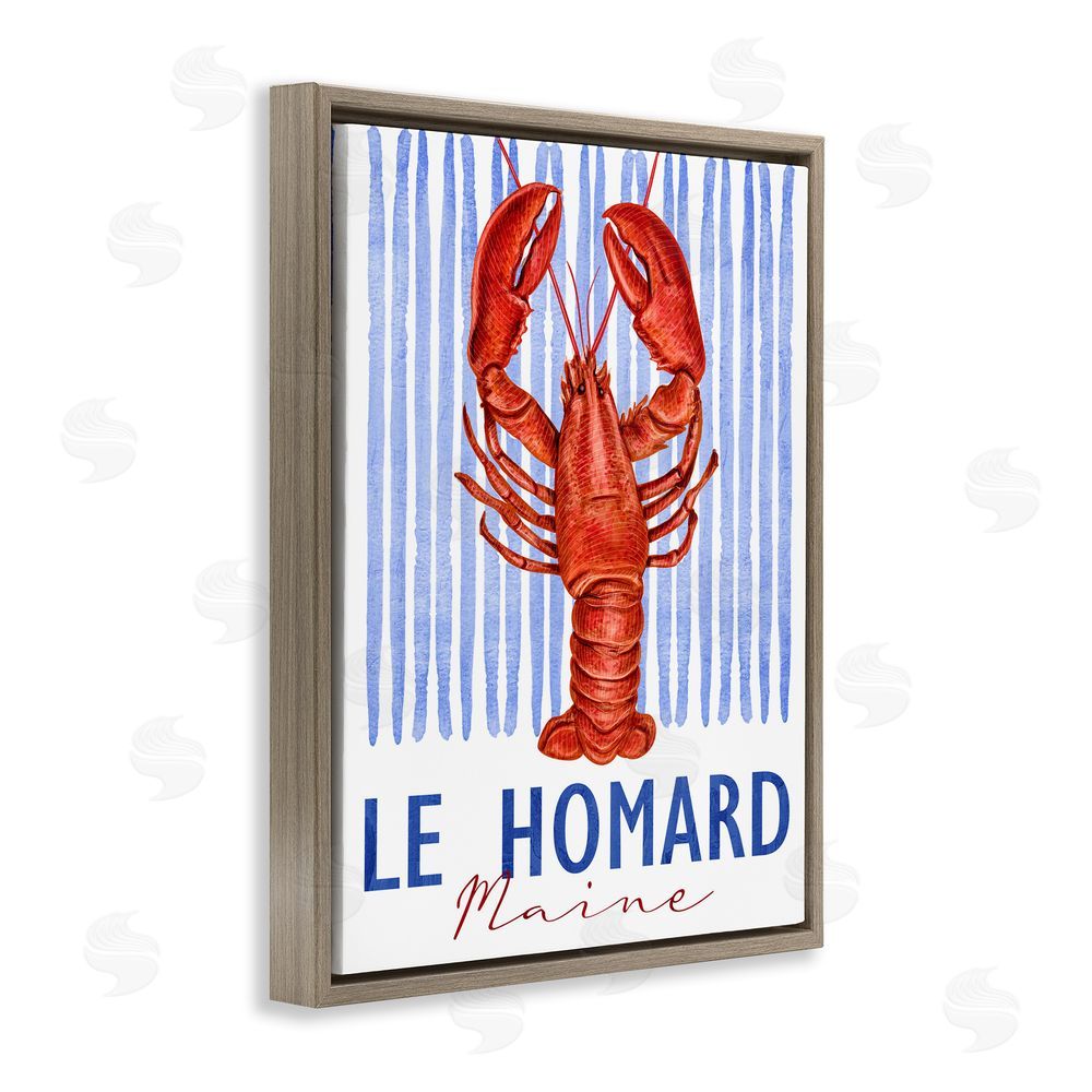 Kim Allen Le Homard Nautical Stripes Brown Floating Frame Canvas Wall Art Print
