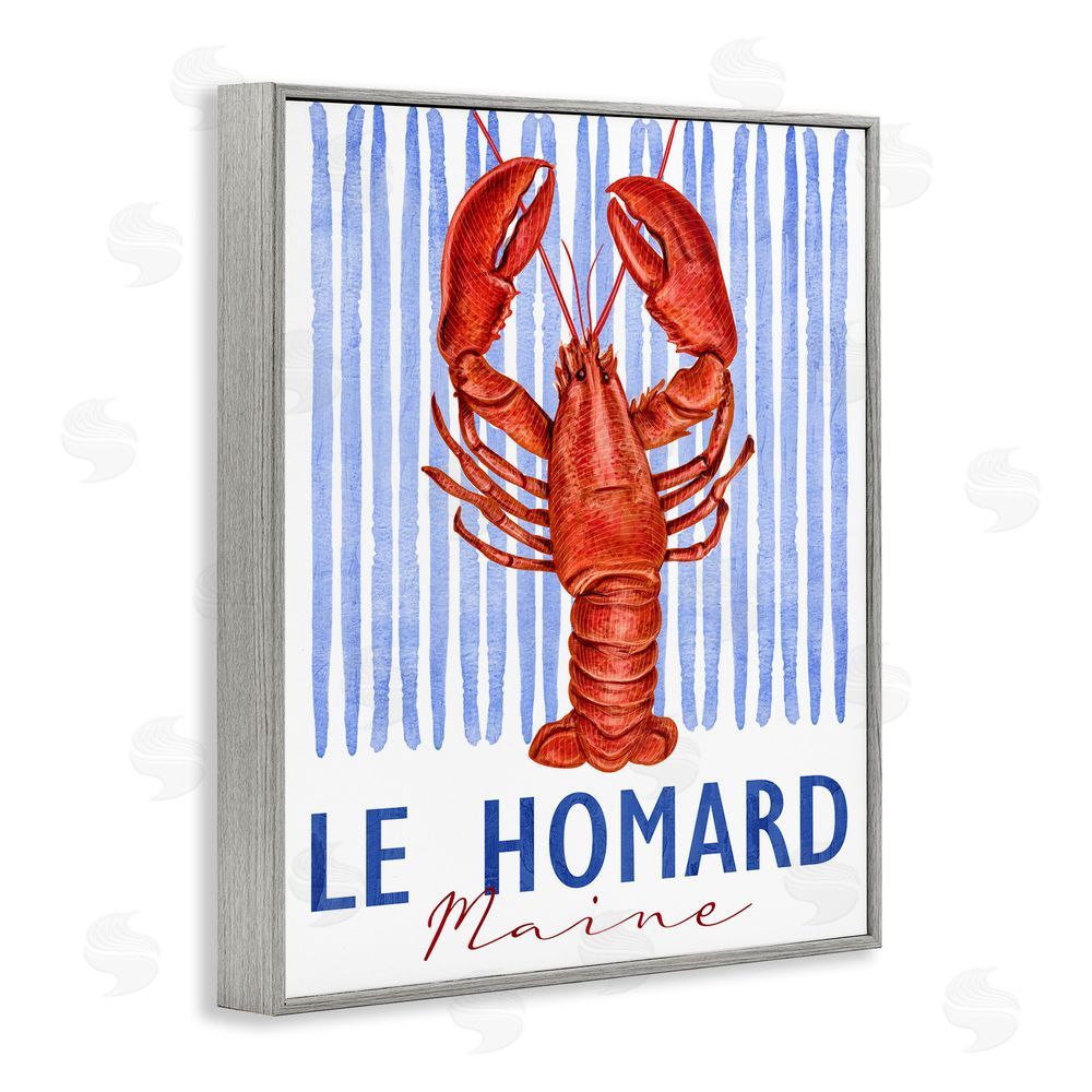 Kim Allen Le Homard Nautical Stripes Gray Framed Giclee Wall Art Print