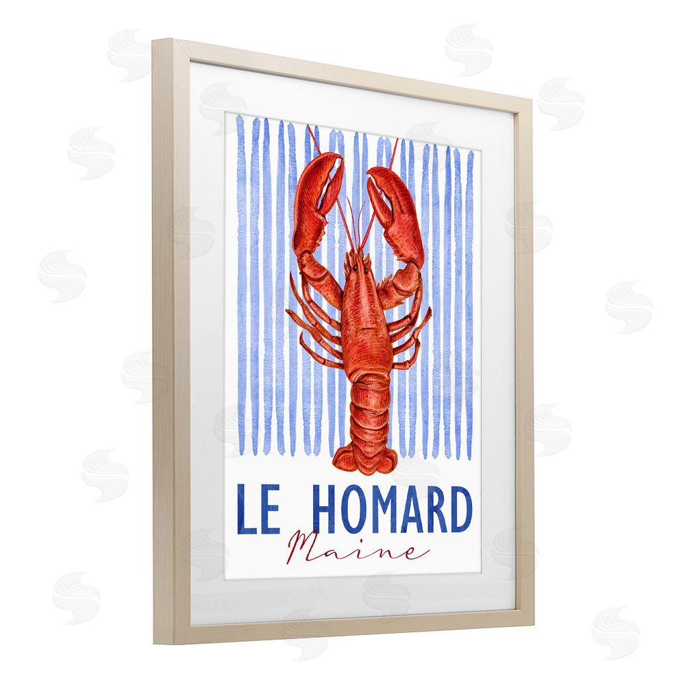Kim Allen Le Homard Nautical Stripes Brown Framed Print Under Glass Wall Art