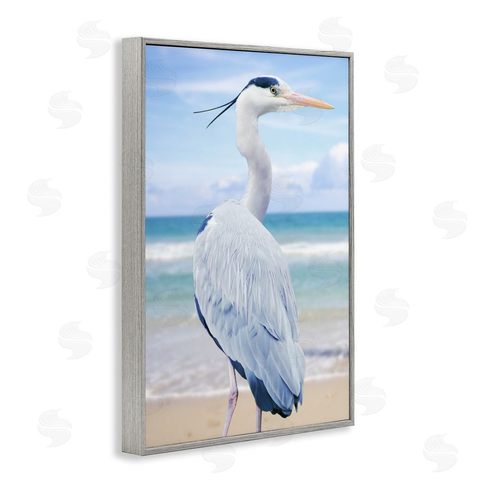 Marcus Prime Vacationing Heron by Seaside Gray Framed Giclee Wall Art Print