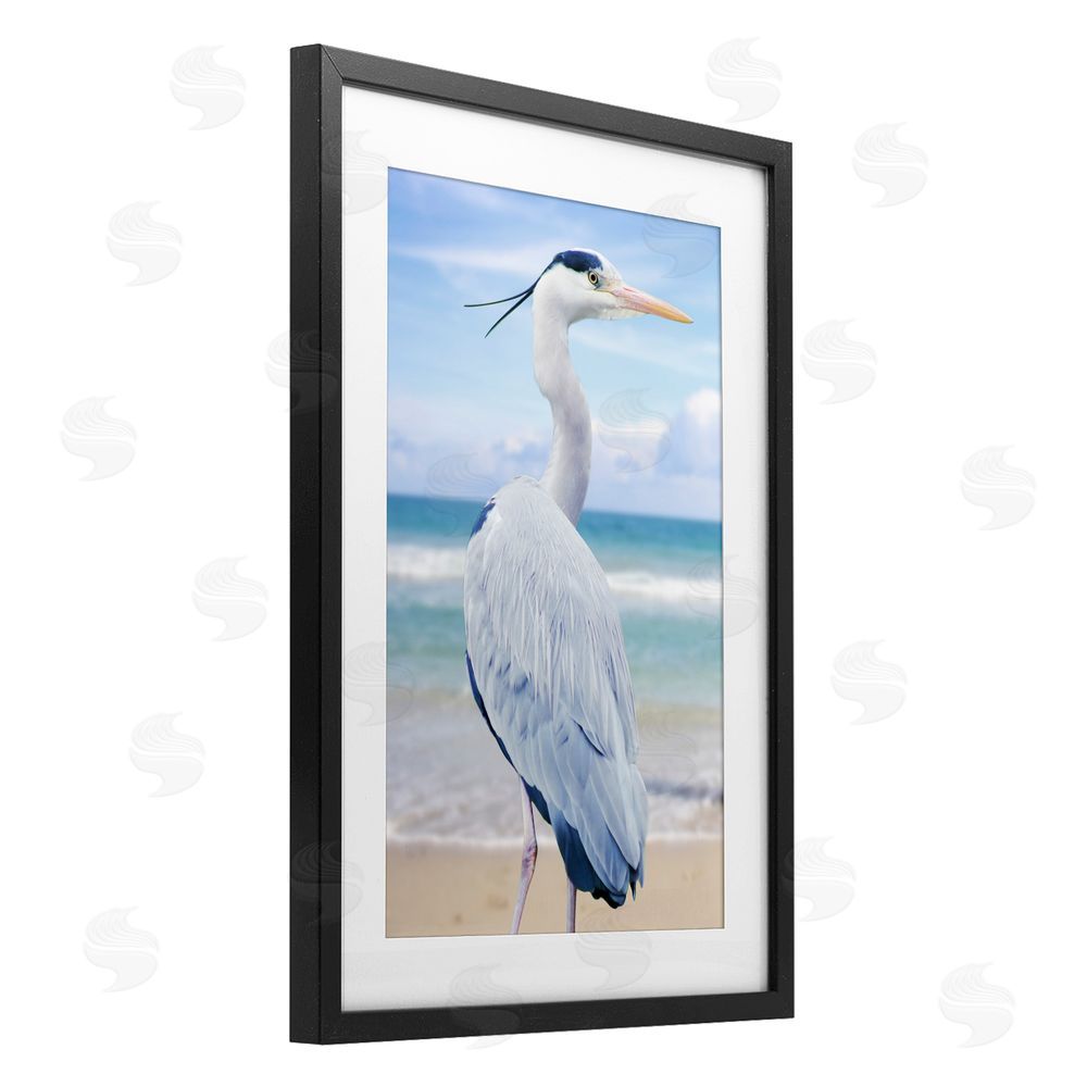 Marcus Prime Vacationing Heron by Seaside Black Framed Print Under Glass Wall Art