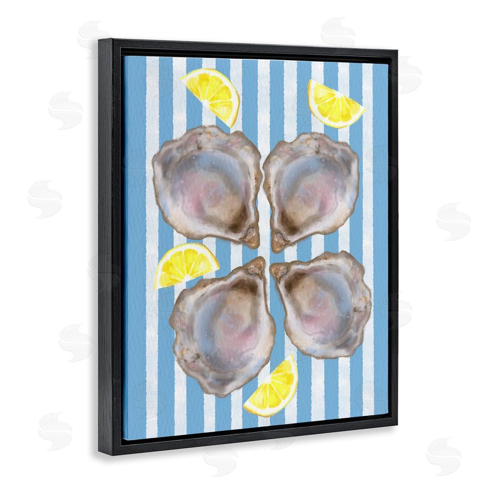 Matthew Piotrowicz Blue Stripe Oysters Black Floating Frame Canvas Wall Art Print