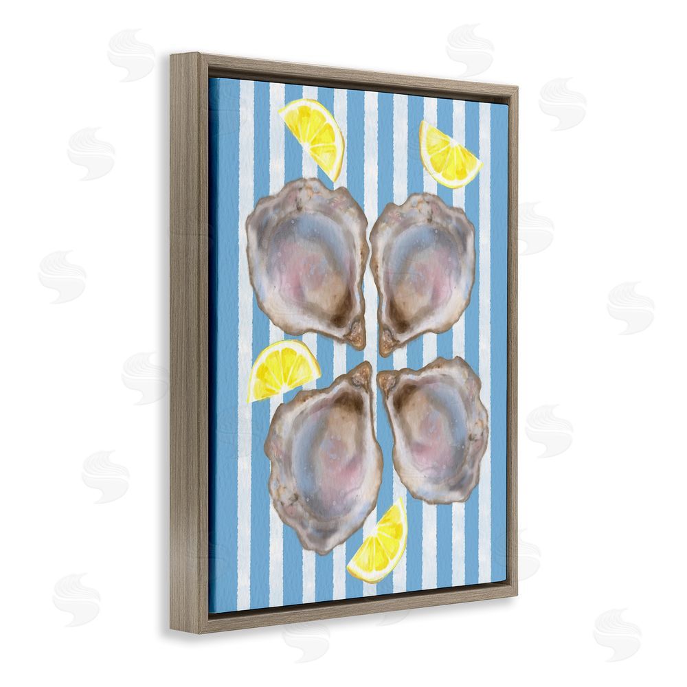 Matthew Piotrowicz Blue Stripe Oysters Brown Floating Frame Canvas Wall Art Print