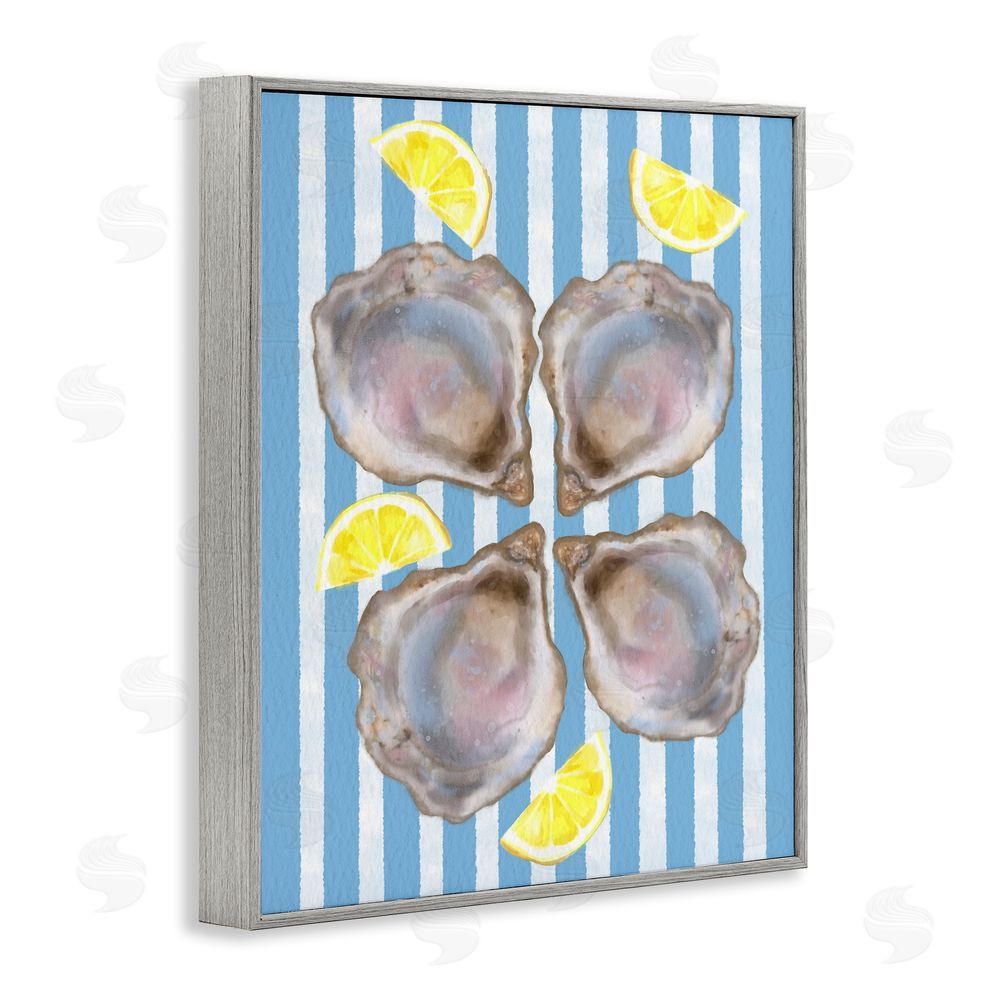 Matthew Piotrowicz Blue Stripe Oysters Gray Framed Giclee Wall Art Print
