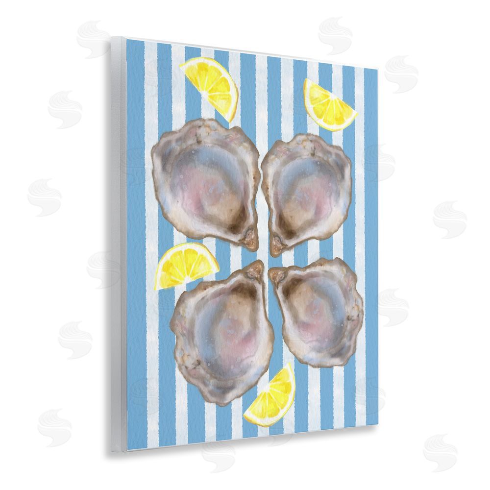 Matthew Piotrowicz Blue Stripe Oysters Wooden Wall Plaque Art Print