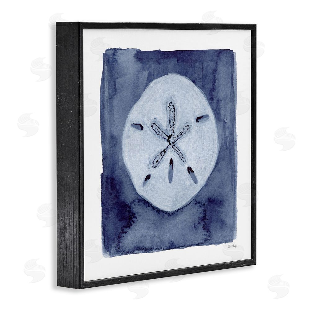 Patti Bishop White Sand Dollar on Indigo Black Framed Giclee Wall Art Print