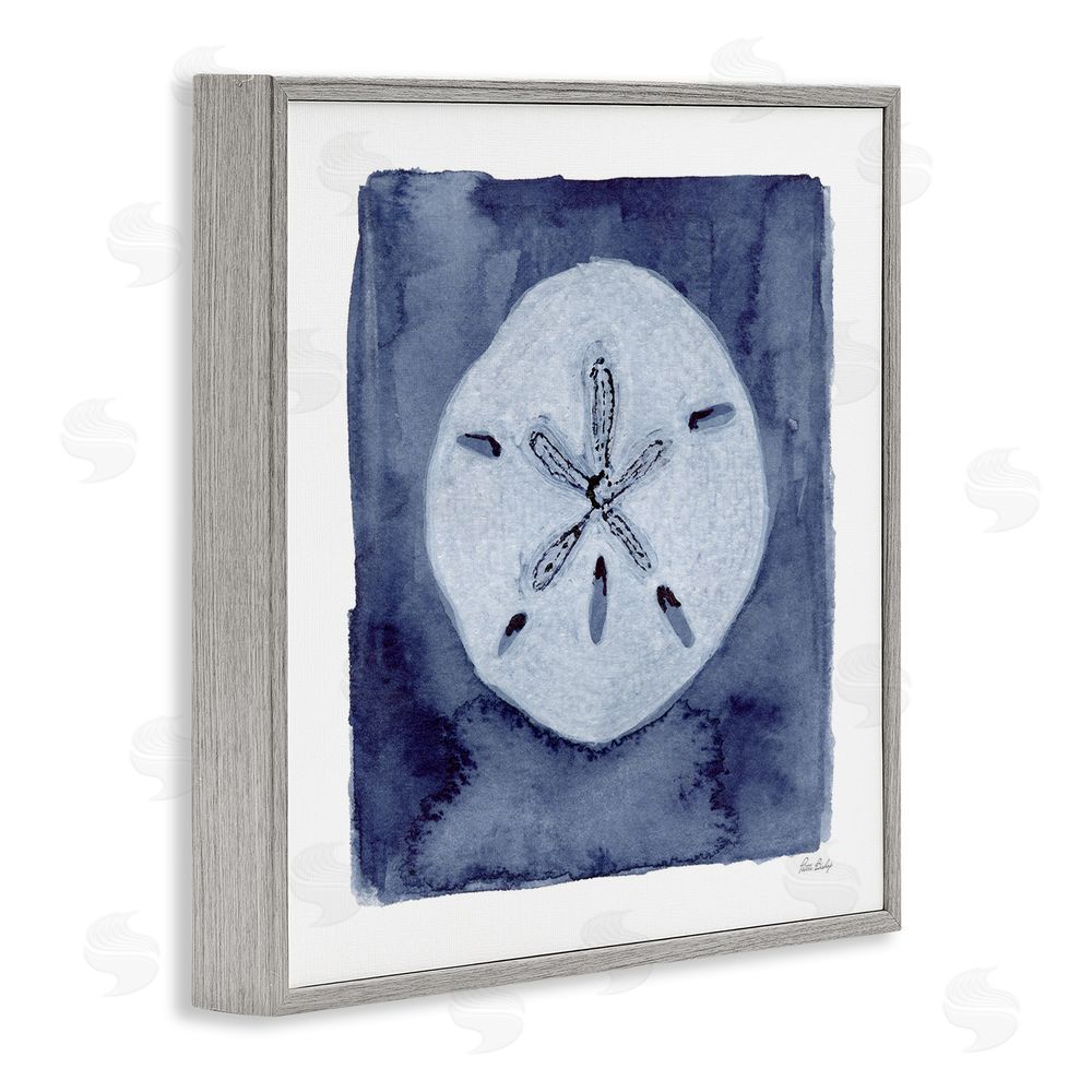 Patti Bishop White Sand Dollar on Indigo Gray Framed Giclee Wall Art Print
