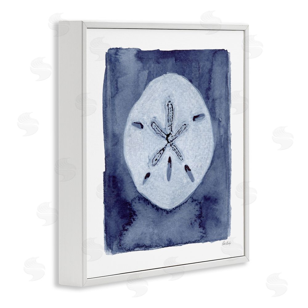 Patti Bishop White Sand Dollar on Indigo White Framed Giclee Wall Art Print