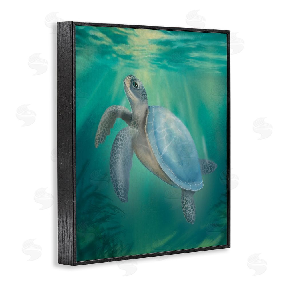 Matthew Piotrowicz Coastal Beach Sea Turtle Black Framed Giclee Wall Art Print