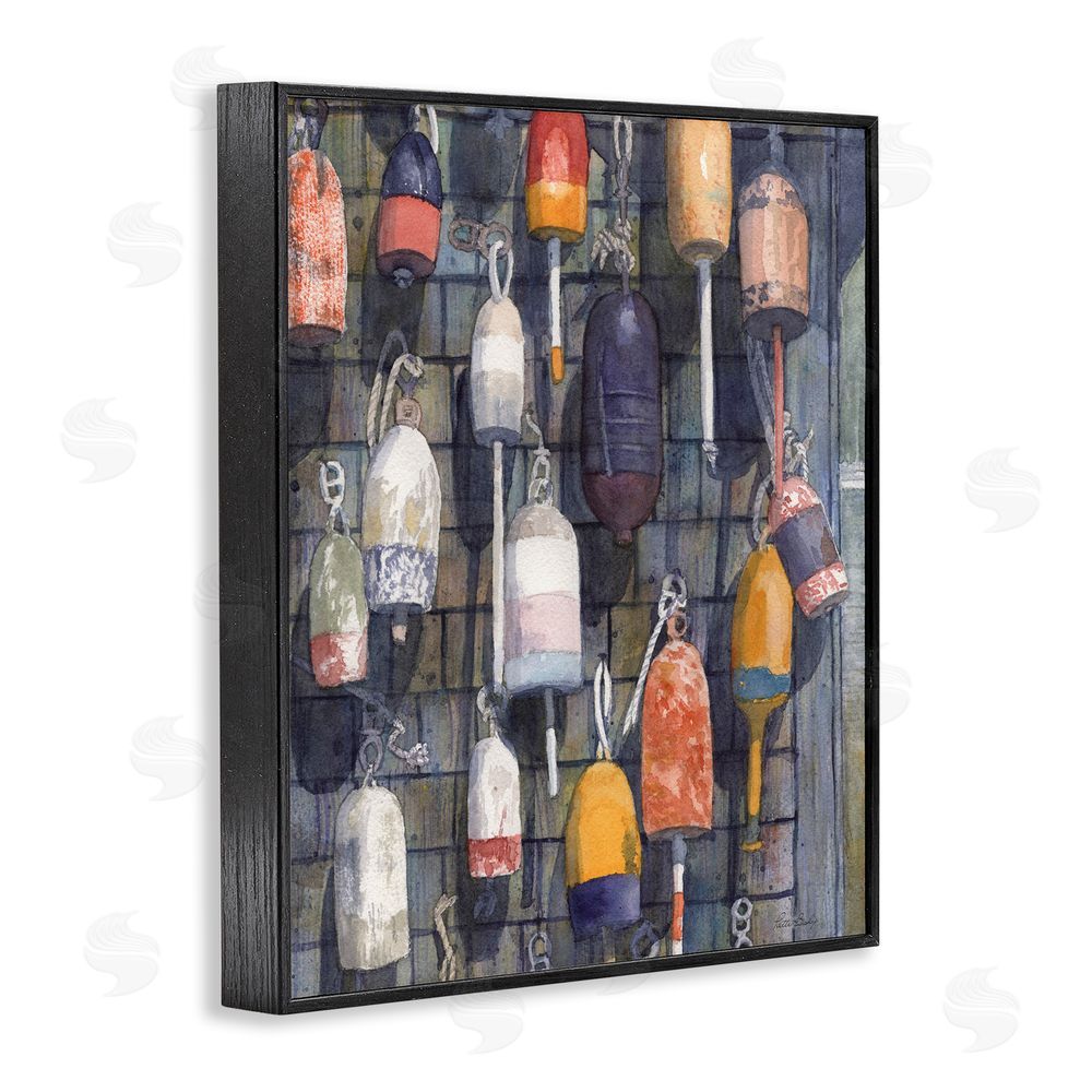 Patti Bishop Watercolor Hanging Buoys Black Framed Giclee Wall Art Print