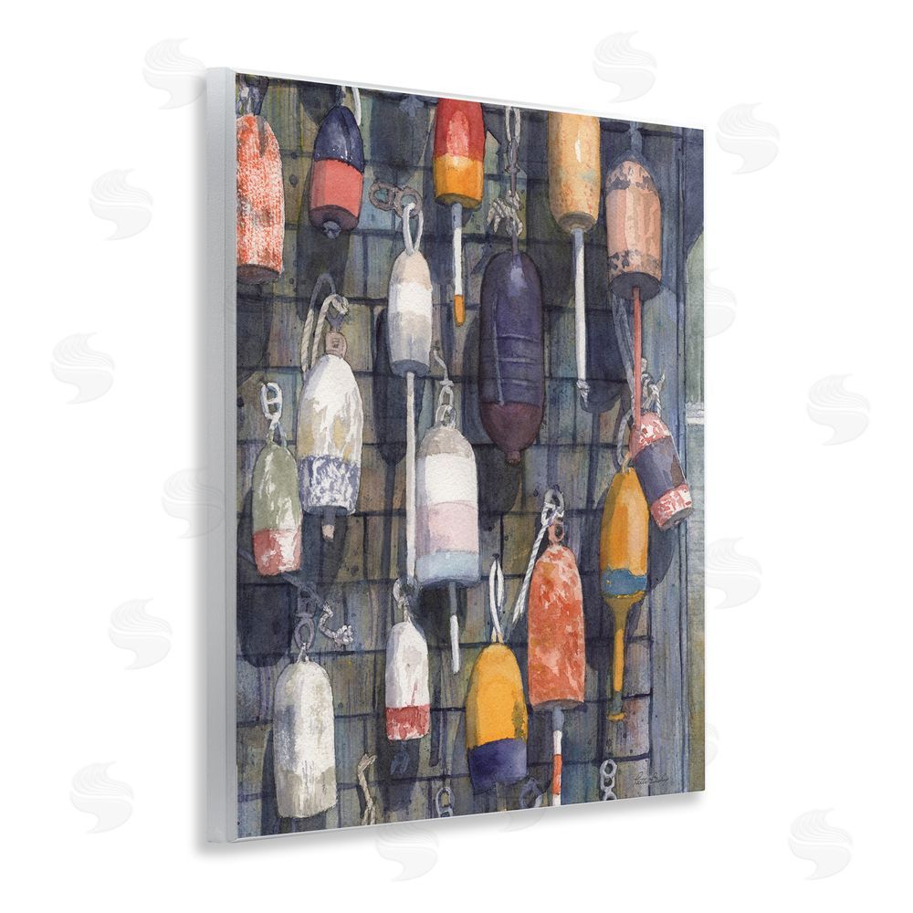 Patti Bishop Watercolor Hanging Buoys Wooden Wall Plaque Art Print
