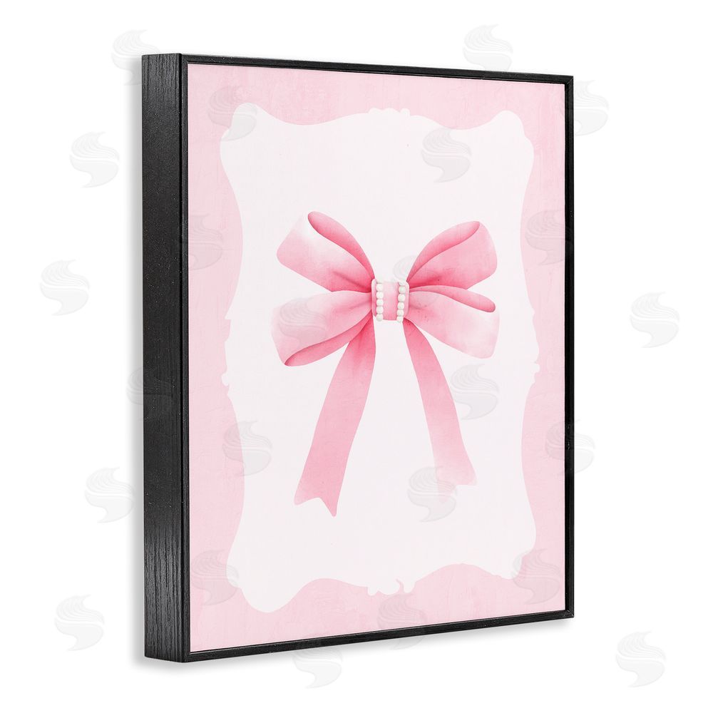 Kim Allen Feminine Bow with Pearls Black Framed Giclee Wall Art Print